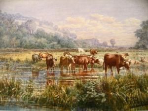 Cows At The River by Charles Franklin Pierce