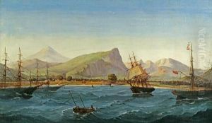 Shipping In A Far Eastern Harbor, Possibly Batavia (jakarta) by Joseph W. Pierce