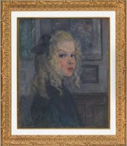 Little Blonde Girl With A Bow In Her Hair (the Artist""""s Daughter) by Gustave Rene Pierre