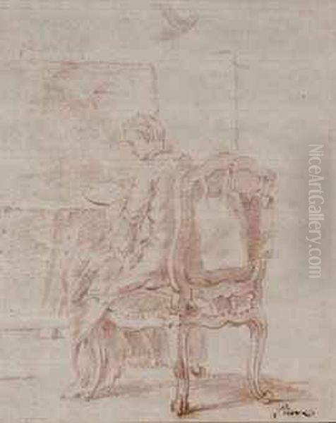 Une Femme Assise A Son Bureau Peignant Un Paysage, Dite'l'artiste' - view 1
