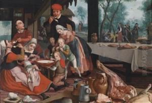 A Family Eating Rice Pudding