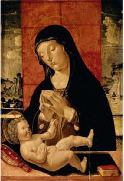The Madonna Adoring The Christ Child, A Landscape Beyond - view 1
