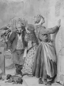 Scene De Rue by Edme Jean Pigal