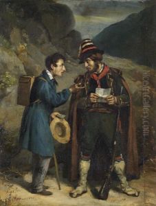 Rencontre Dans La Campagne Napolitaine by Edme Jean Pigal