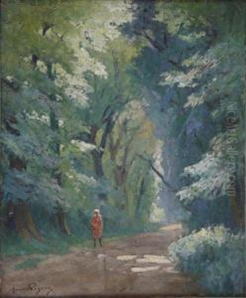 Jeune Femme Dans L'allee Ombragee - view 1
