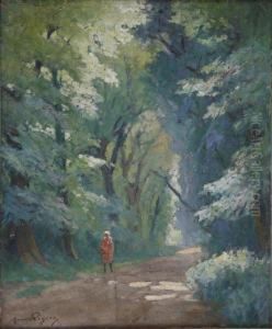 Jeune Femme Dans L'allee Ombragee Jeune Femme Dans L'allee Ombragee