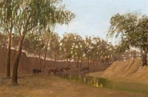 Cattle Drinking By A River