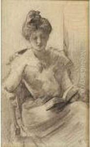 Elegante A La Lecture by Rodolphe Piguet