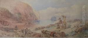 An Artist With His Family, Sketching On The Clifftop by William Henry Pike