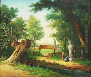 Dzieci W Parku Niesygnowany by Henryk Pillati