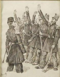 Soldats Saluant Leur Capitaine by Charles Henri Pille