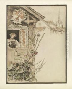 Jeune Femme A La Fenetre by Charles Henri Pille