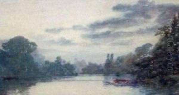 Lake Scene With Moored Boats - view 1