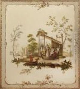 Chinoiserie Scene Of A Couple In A Boat by Jean-Baptiste Pillement
