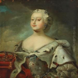 Portrait Of Queen Louise Of Denmark by Carl Gustav Pilo