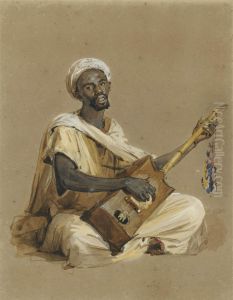 Musicien Africain Assis by Isidore Alexandre Augustin Pils