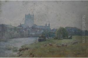 Tewkesbury Across The Avon by Wilmot Clifford Pilsbury
