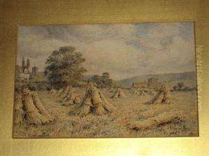 Harvest Landscape With Cornstooks In A Field By A Village Harvest Landscape With Cornstooks In A Field By A Village
