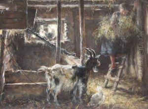 Tending The Animals by Otto Piltz
