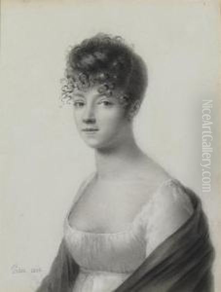 A Portrait Of A Woman, Bust-length, Wearing A Shawl - view 1