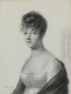 A Portrait Of A Woman, Bust-length, Wearing A Shawl