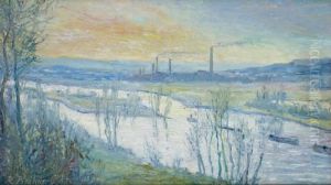 La Seine Vue Du Petit Quevilly Pres De Rouen by Robert Antoine Pinchon