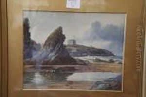Newquay Looking Towards Huers Hut From Great Western Beach by Douglas Houzen Pinder
