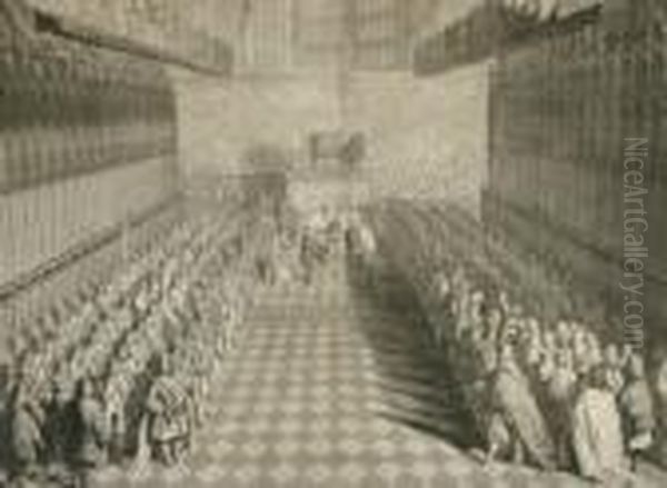 1780, 46x62cm: Richard Bernard Godfrey 1728-1800- "theprocession At The Christening Of Prince Arthur..." - view 1