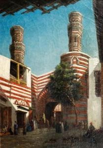 Street Scene, Possibly Cairo by Louis-Emile Pinel De Grandchamp