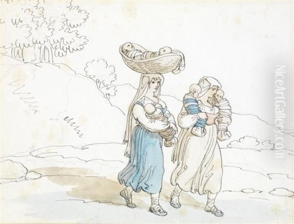 Femmes Et Enfants Dans Un Paysage - view 1