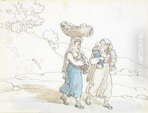 Femmes Et Enfants Dans Un Paysage by Bartolomeo Pinelli