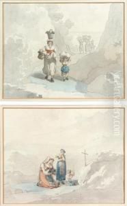 (actif A Rome Vers 1830)
Priere De La Famille