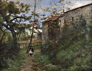 Paisagem Com Casas E Figura