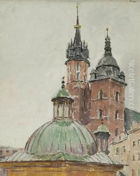 Motyw Z Rynku Krakowskiego - Kosciol Sw. Wojciecha Inajswietszej Marii Panny - view 1