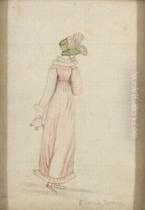 Miniature Portrait Of A Woman Walking Away.