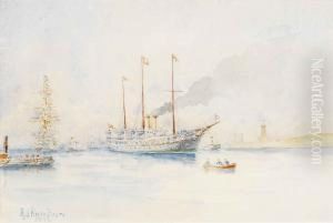Iate Real Ingles 'victoria And Albert' Passando Por Barcos Engalanados.