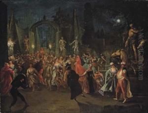 A Masked Ball In A Moonlit Ornamental Garden