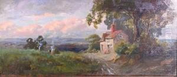 Pinwell, Rws 'a Cottage In An Extensivewooded Landscape' - view 1