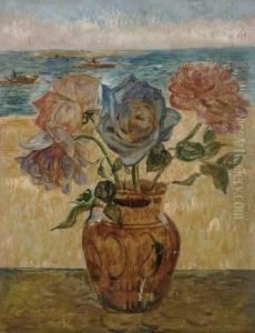 Vase De Fleurs Devant La Mer Vase De Fleurs Devant La Mer