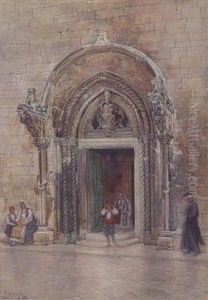 Eingang Zum Dom Von Curzola Auf Der Gleichnamigen Insel