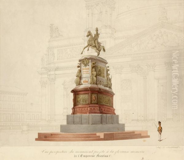 Vue Perspective Du Monument Projete A La Glorieuse Memoire De L'empereur Nicolas I<->er<-&gt - view 1