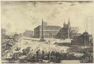 Zwei Radierungen: 1. Veduta Della Piazza E Basilica Di S. Giovanni In Laterano by Giovanni Battista Piranesi