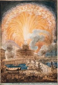 Le Feu D'artifice Au Chateau Saint-ange, Rome, D'apresdesprez Le Feu D'artifice Au Chateau Saint-ange, Rome, D'apresdesprez