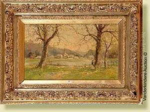 La Gardienne D'oies Au Bord De Lariviere by Eugene D. Piron
