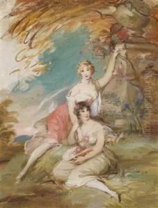 Two Graces In A Landscape by Adolf Pirsch