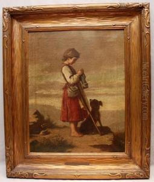 Girl On Shore With Dog - view 1