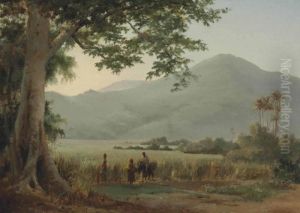 Personnages Discutant Au Bord D'un Chemin