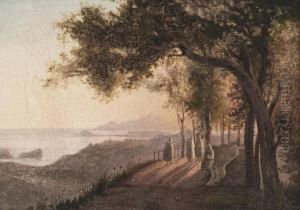 Monks At Dusk Before Pozzuoli by Anthonie Sminck Pitloo