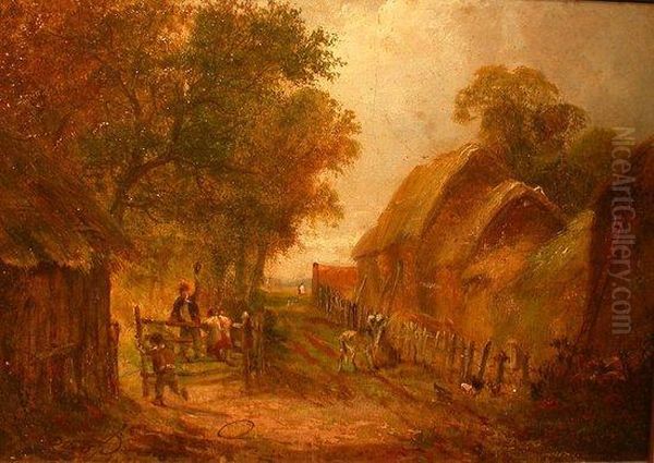 Children On A Farm Gate - view 1
