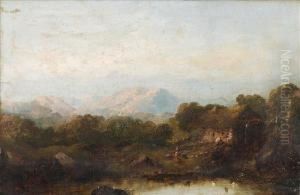 A Girl And A Dog Outside A Cottage